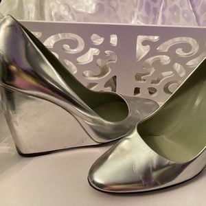 Silver Prada wedges size 38.